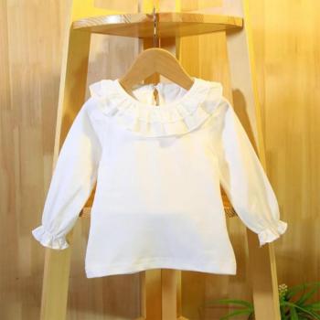 Blouse pour bébés à col à volants blanche 0-3 ans DQ956