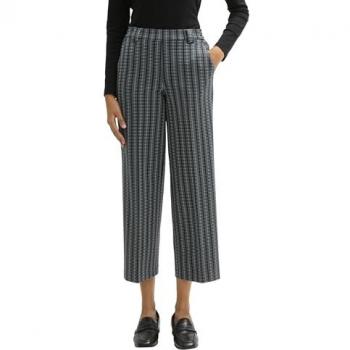 Pantalón recto estampado para mujer Tom Tailor con cintura elástica