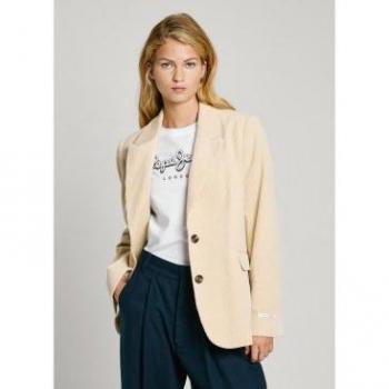 Giacca Blazer Beige in Corduroy per Donna Pepe Jeans Cara - Taglia M
