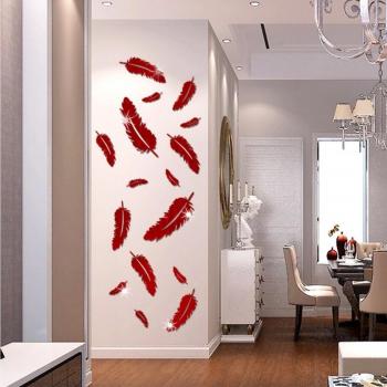 3D Feather Wall Stickers for Kids Room