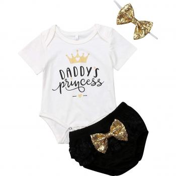 3PCS Newborn Baby Girl Clothing Set - Cute Tops and Rompers