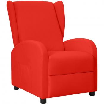 Reclinador de Sofá Cintilante Vermelho em Couro Artificial
