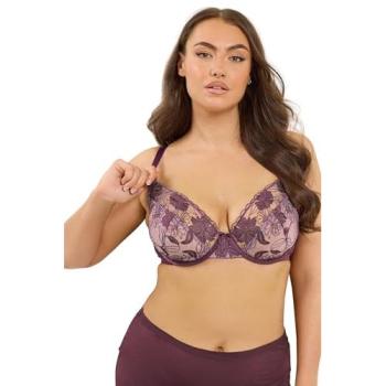 48DD Purple Lace Floral Bra (Non‑Padded)