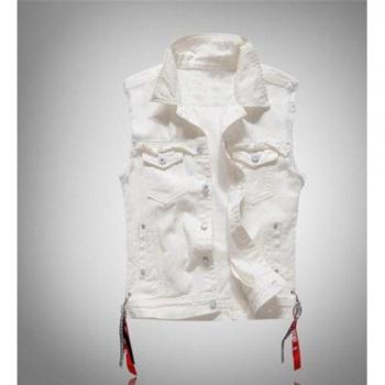 Chaleco vintage de mezclilla blanca para hombres