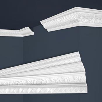 Marbet design Stuckleiste B-09, Max Paket (bester Meterpreis), Deckenleisten Sparpaket aus Styropor EPS - Stuckleisten gemustert, leicht im traditionellen Design - 48 Stück / 96 Meter