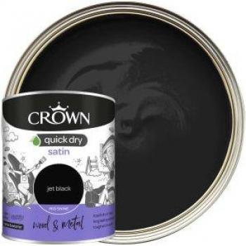 Crown Quick Dry Satin Wood and Metal Paint - Jet Black