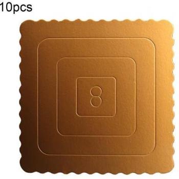 10Pcs Golden Bottom Dessert Trays - Round & Square Cake Mats (4/6/8/10 inch)