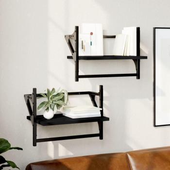 Étagères suspendues avec rangement 2 pcs, noir