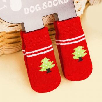 4Pcs Warm Puppy Socks - Breathable Anti-Slip Paw Protectors for Indoor Use