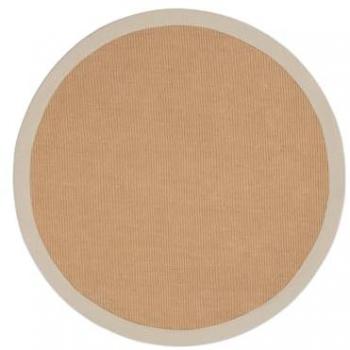 Sisal Teppich rund, 5 mm Höhe, farbige Bordüre, rutschfest