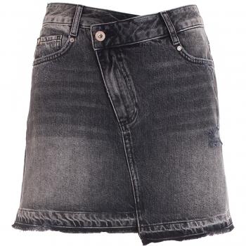Gonna mini slim fit in denim nero con lavaggio intenso