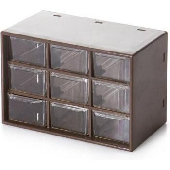 Tragbarer Kleiner 9-Fächer-Schublade Typ Schmuckkasten Organizer für Ringe und Ohrringe