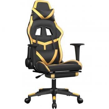Fauteuil Ergonomique Gaming Noir & Or avec Appui- Pieds – VidaXL