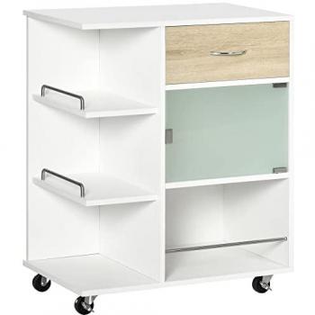 Chariot de cuisine HOMCOM - roues 360°, étagères sécurisées, tiroir - 65 x 39 x 80 cm - blanc