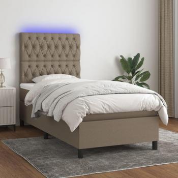 Letto a Molle con Materasso e LED Tortora 90x200 cm in Tessuto cod mxl 60491