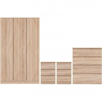 Walker Triple Wardrobe Bedroom Furniture Set Oak