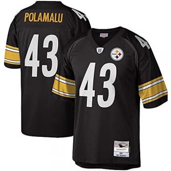Pittsburgh Steelers Black Troy Polamalu Replica Jersey – Size L – Mitchell & Ness