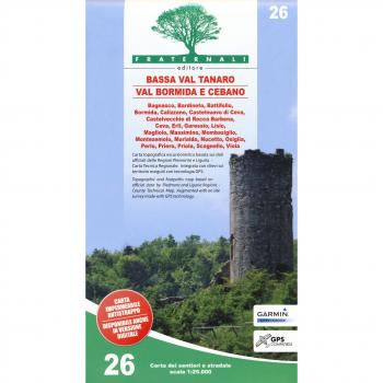 Carta n. 26. Bassa Val Tanaro, Val Bormida e Cebano. Carta dei sentieri e stradale 1:25.000. Adatto a GPS