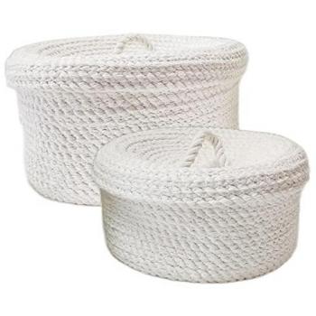 Cesta Bandeja Decorativa de Mimbre - 2 Unidades Blanco 13x25cm