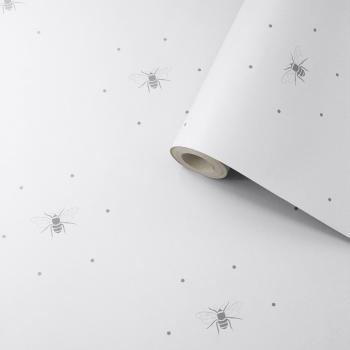 Bees Silhouette Grey Wallpaper