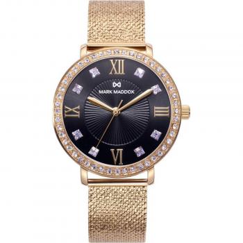 Mark Maddox - Reloj de mujer Tooting de acero con circonitas y esfera en negro