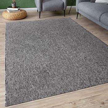 Flex Collection Solid Design Low Pile Living Room Rug - Grey