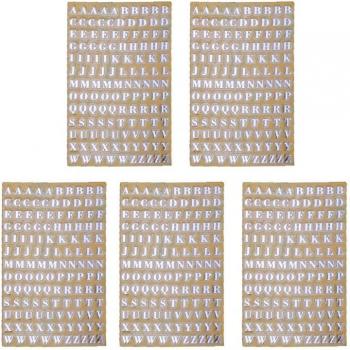 5Pcs Decorative Glitter Epoxy Resin Alphabet Stickers