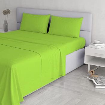 Elegant - Italian bed Linen Cl El Verde Mela 2Pst Completo Letto, Microfibra, Verde Mela, Matrimoniale, 4 Unità
