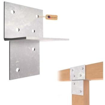 GeZu Impex 71 mm x 71 mm Galvanized T‑Bracket for Wood Posts and Walls