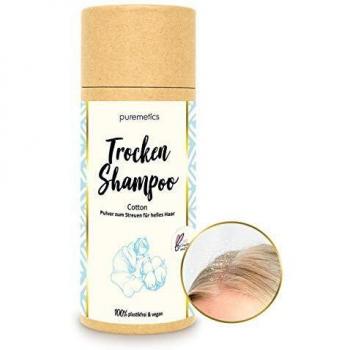 Puremetics Sin Residuos Cero - Champú en Seco para Cabello Claro (Algodón) 100% natural, vegano y sin plástico
