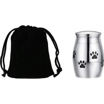 Stainless Steel Pet Cremation Urn with Paw Print