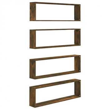 Engineered Wood Smoked Oak Wall Cubes – 4 Pack (100x15x30 cm)