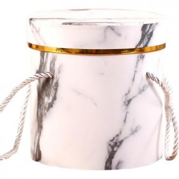 Marble Round Hat Box - Flower Storage and Candy Holder