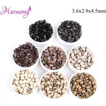 Harmony Plus I-Tip Hair Extension Micro Tubes, 5000 pcs/lot, 3.6x2.9x4.5mm, Straight, Copper, 8 Colors