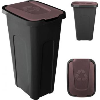 Müllbehälter KADAX 30 L mit Deckel, Schwarz-Braun