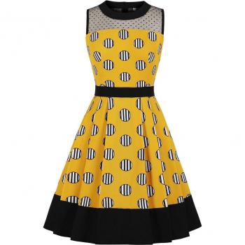 60s Vintage Yellow Lace High Waist Dress