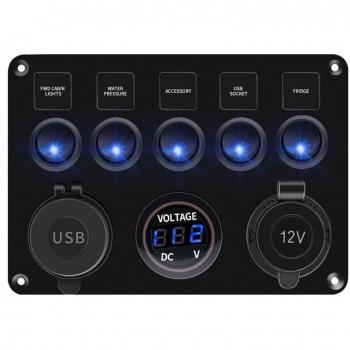 Multímetro Digital 12V con Puertos USB Dual – Resistente al Agua, Coche/Barco