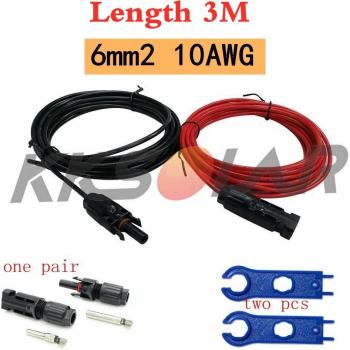 Extensión Solar PV con Conector 10AWG 6mm² Negro-Red
