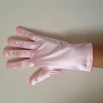 Short Blue Satin Wedding Gloves