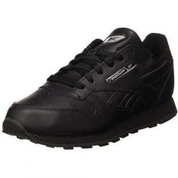 Reebok CLASSIC LEATHER Boys Athletic Sneakers in Black/Black/Silver Met. (3 UK)