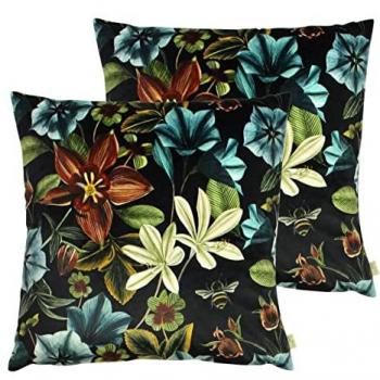 Evans Lichfield Midnight Garden Aquilegia Cushions Twin Pack Multicolour