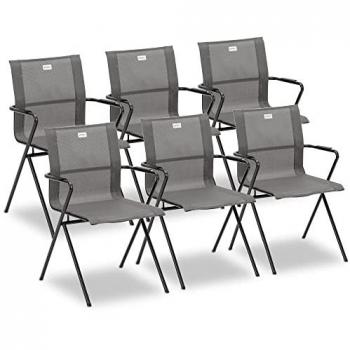 Acamp Gartenstuhl Alpha Tex Anthrazit Aluminium (B/H/T) – 6er Set, 55 × 83 × 57 cm