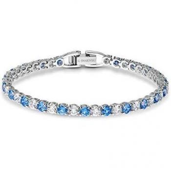 Braccialetto Tennis Swarovski Blu Placcato Rodio