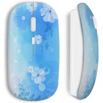 Mouse Inalámbrico Estilo Floral Azul