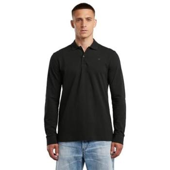 G-Star Dunda Slim Long Sleeve Polo, Dark Black, XS for Men