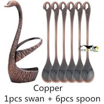 Swan Spoon Base Holder Stainless Steel Fruit Forks Set