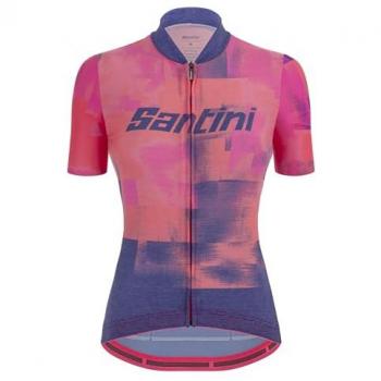 Maillot Santini Forza Indoor Training Polartec Manga Corta Naranja-Violeta Mujer - Corte Slim - L