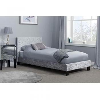 Crushed Velvet Steel Single Bed