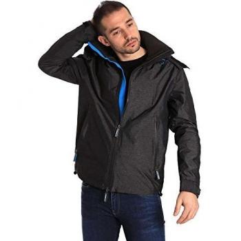 Superdry Giacca Sportiva Technical Cliff Hiker Uomo, Nero (Black Marl/Electric Surf Blue), Small