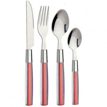 Set de Cubiertos Acero Inoxidable 16 Piezas Rojo